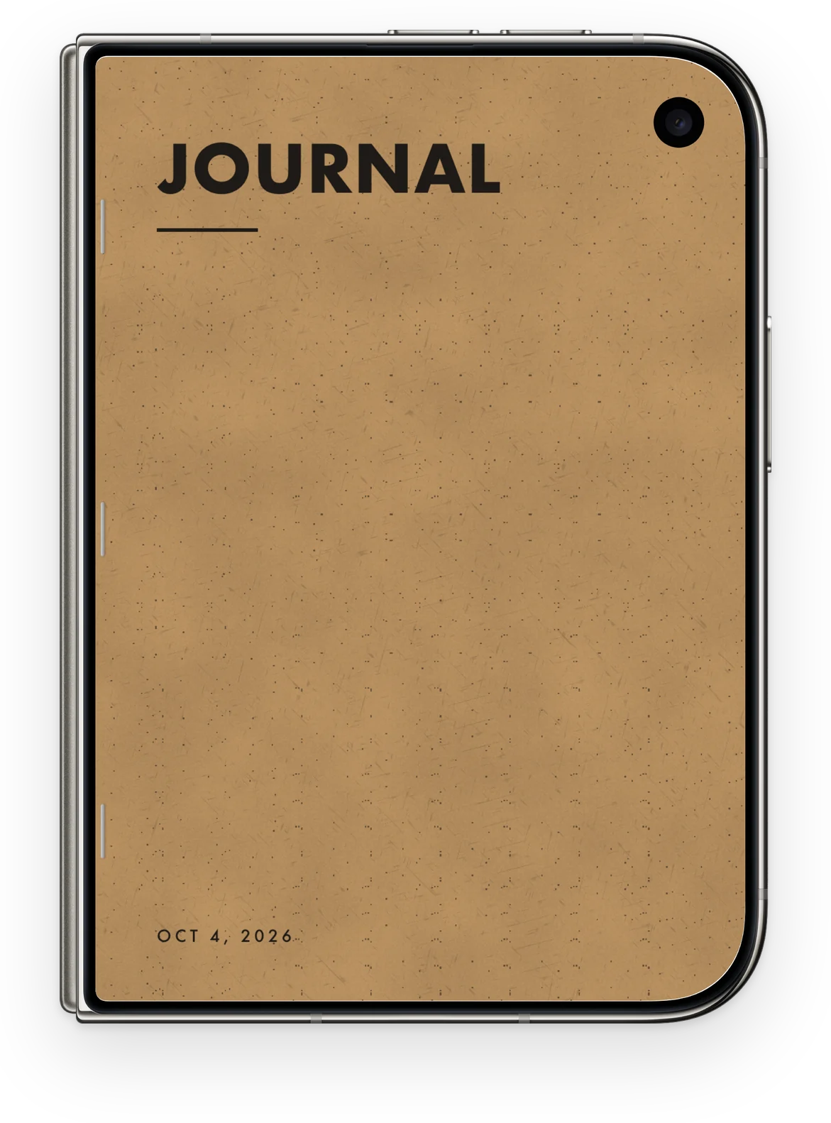 A kraft Journal on the cover screen of iPhone Duo