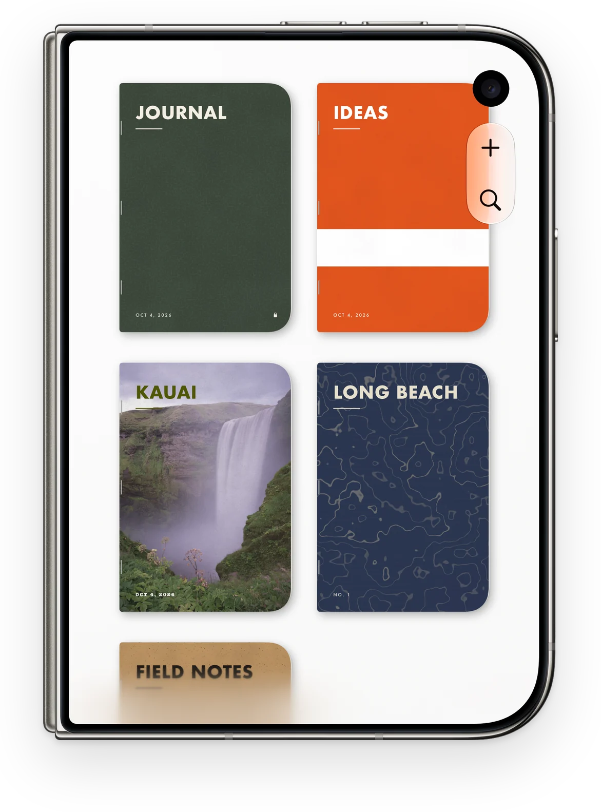 The library of notebooks on the closed phone